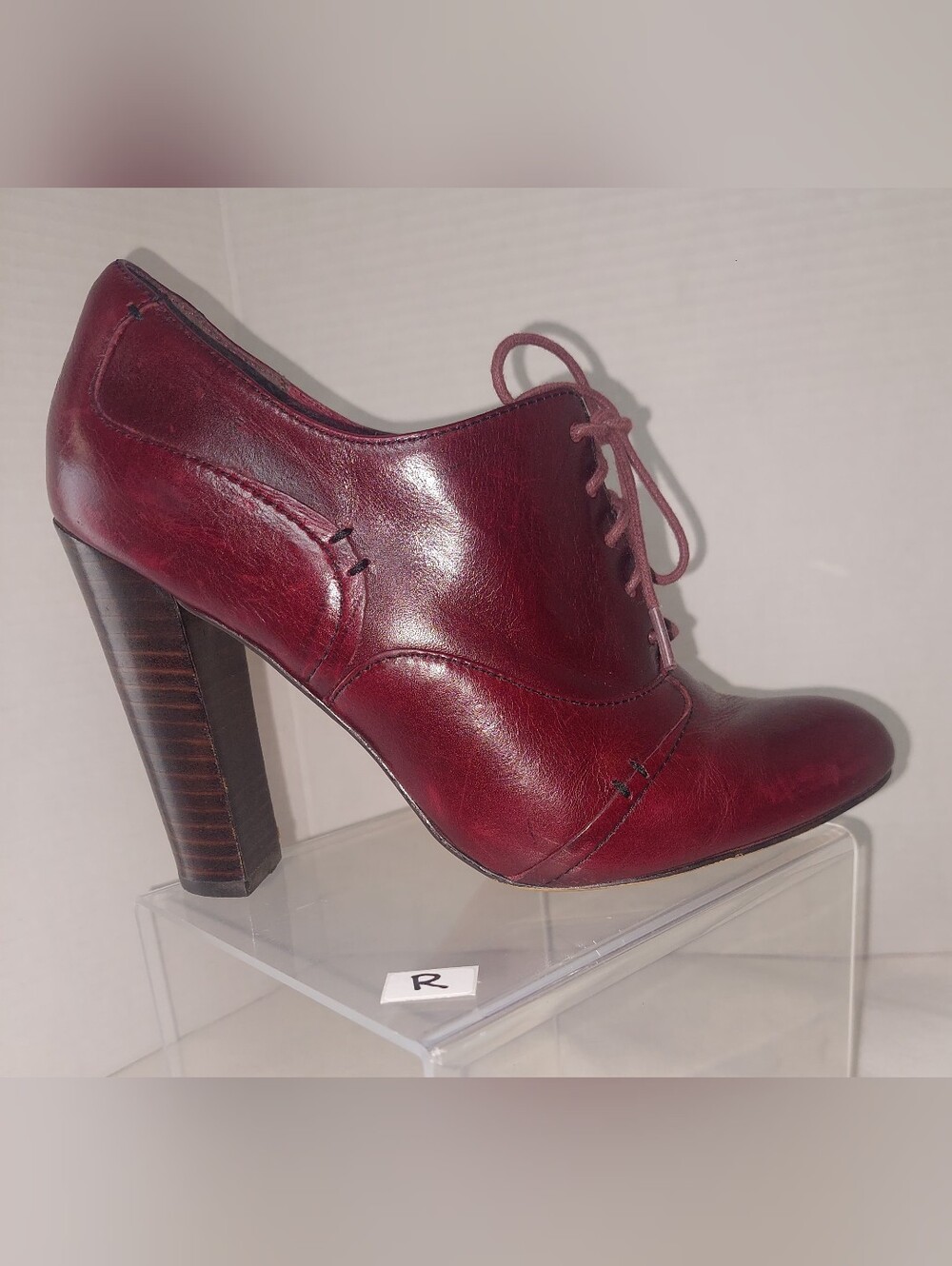 Isola- Leather Burgundy Lace-Up Women's Heel Oxford Style